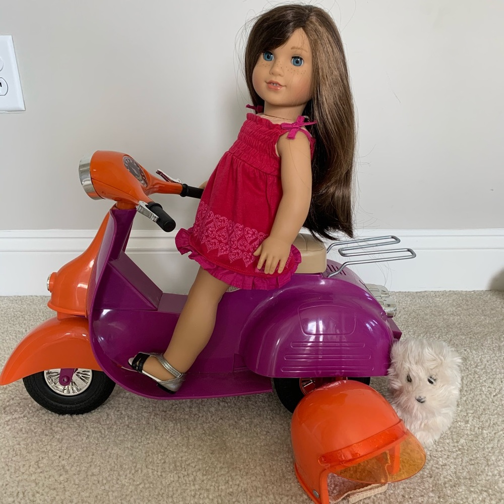 American Girl Doll GRACE with scooter and dog